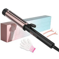 1.5 Inch Extra Large Curling Wand for Long Hair - Ceramic Tourmaline Barrel with 40000000 Negative Ions, 2 Clips & Heat-Resistant Glove