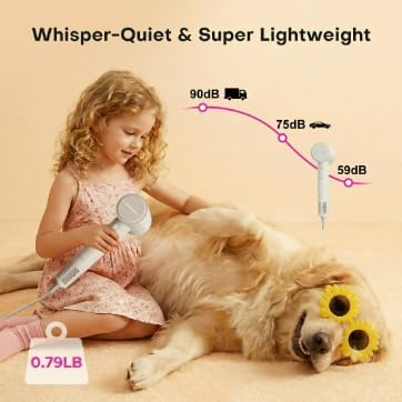 High Speed Hair Dryer, Ultra-Fast Drying, Ionic Blow Dryer with 110,000RPM Brushless Motor, Billion Plasma Ions Best in Frizz Control, Low Noise, Lightweight Design for All Hair Types