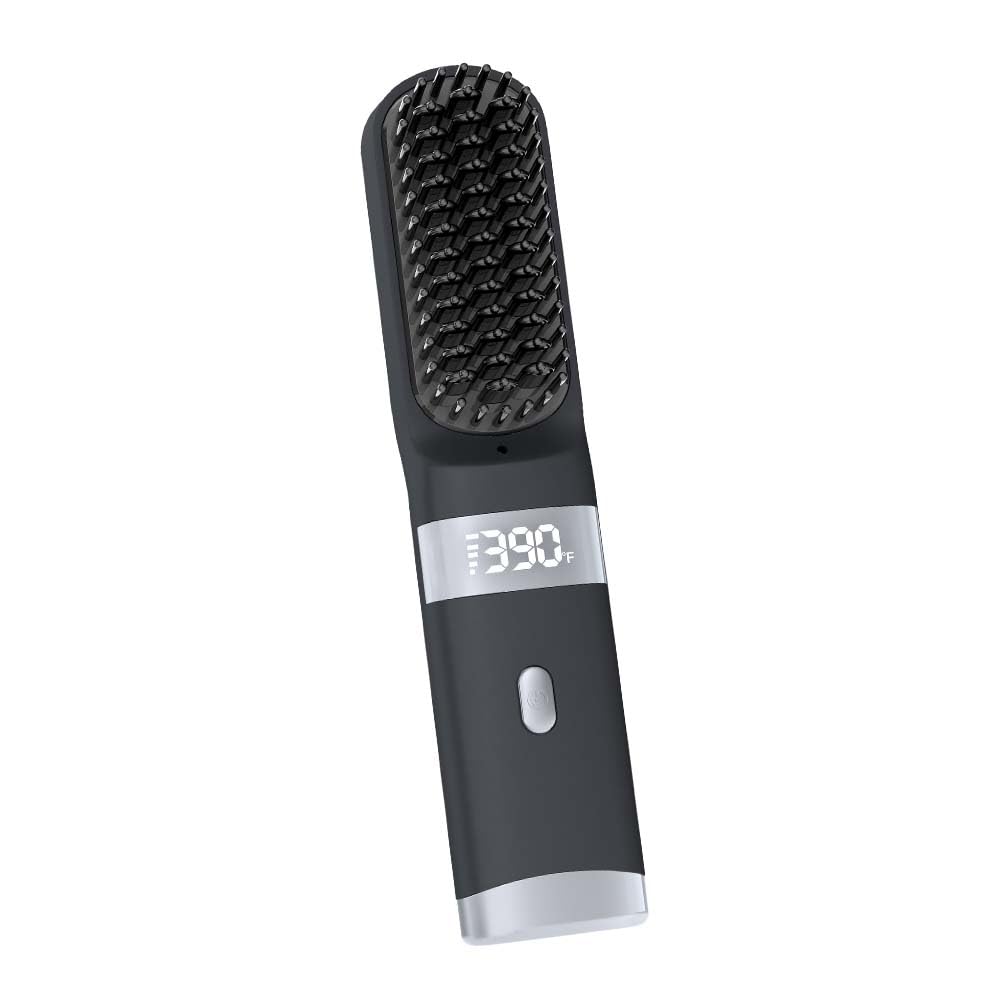 Cordless USB-C Hair Straightener Brush FastHeat (Black)