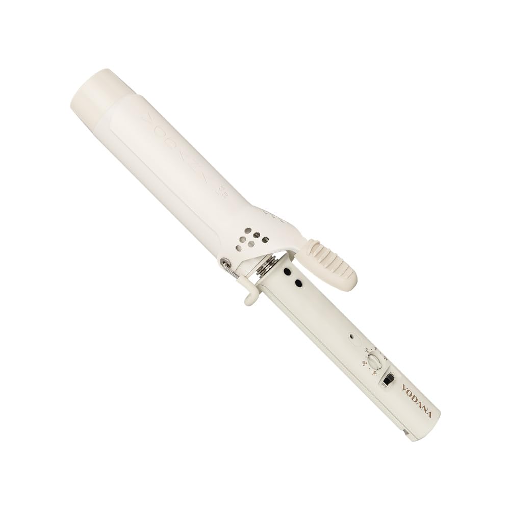 VODANA Professional GlamWave Ceramic Curling Iron, Long-Lasting Natural Curls, Instant Heat, Hair Curler, Curling Wand, Available in USA (1.4 inch, White)