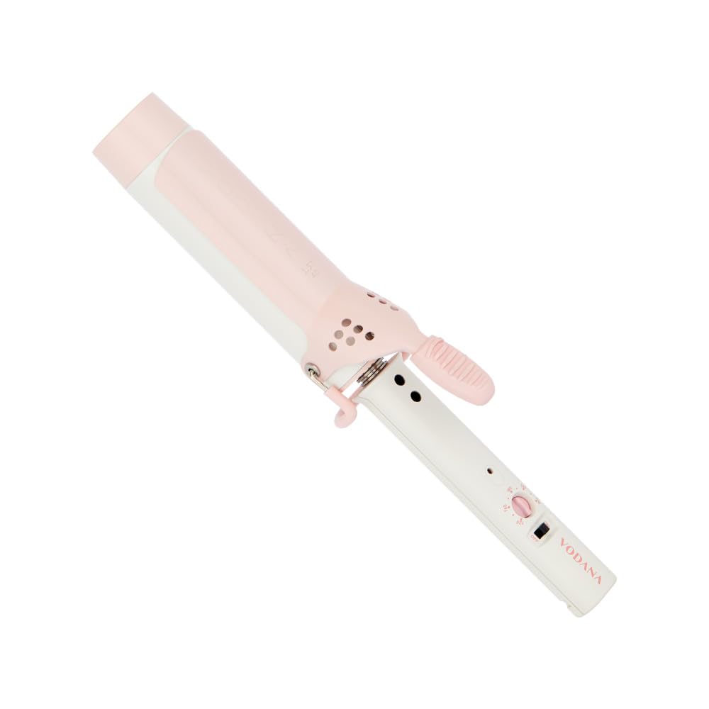 VODANA Professional GlamWave Ceramic Curling Iron, Long-Lasting Natural Curls, Instant Heat, Hair Curler, Curling Wand, Available in USA (1.4 inch, White)