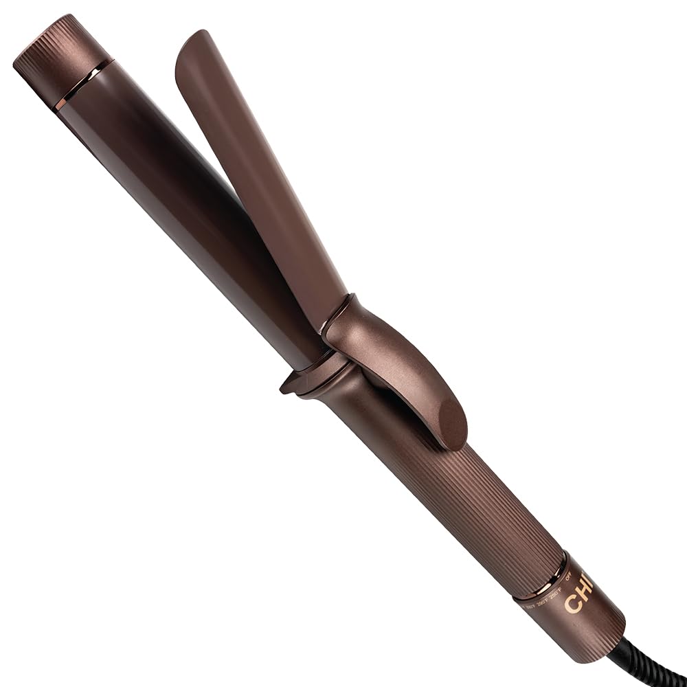 CHI Ceramic Curling Iron & 44 Iron Guard (2 Oz), 1.25", Chocolate