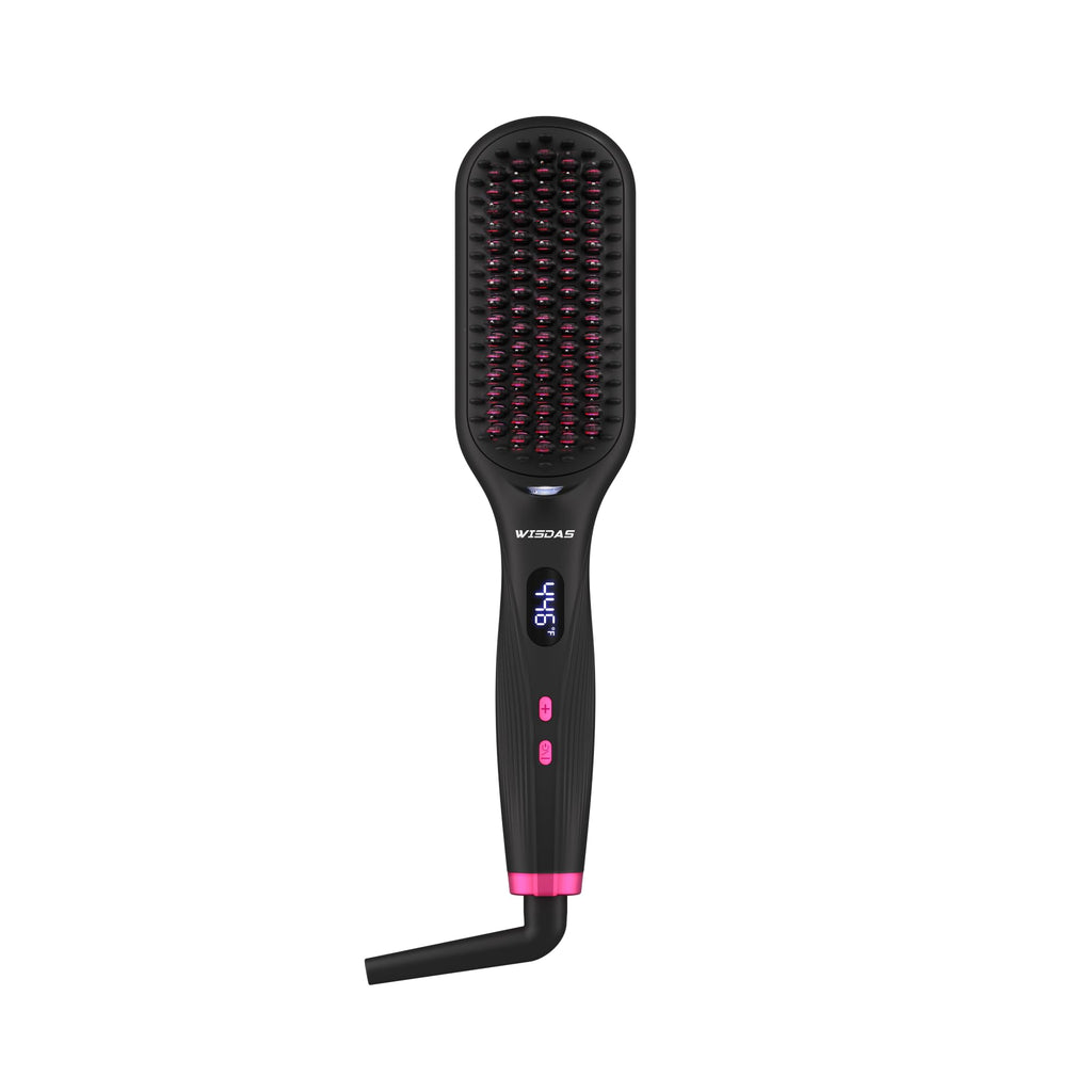 Hair Straightener Brush, Ionic, Dual Voltage, 11 Heat Settings (Gray)