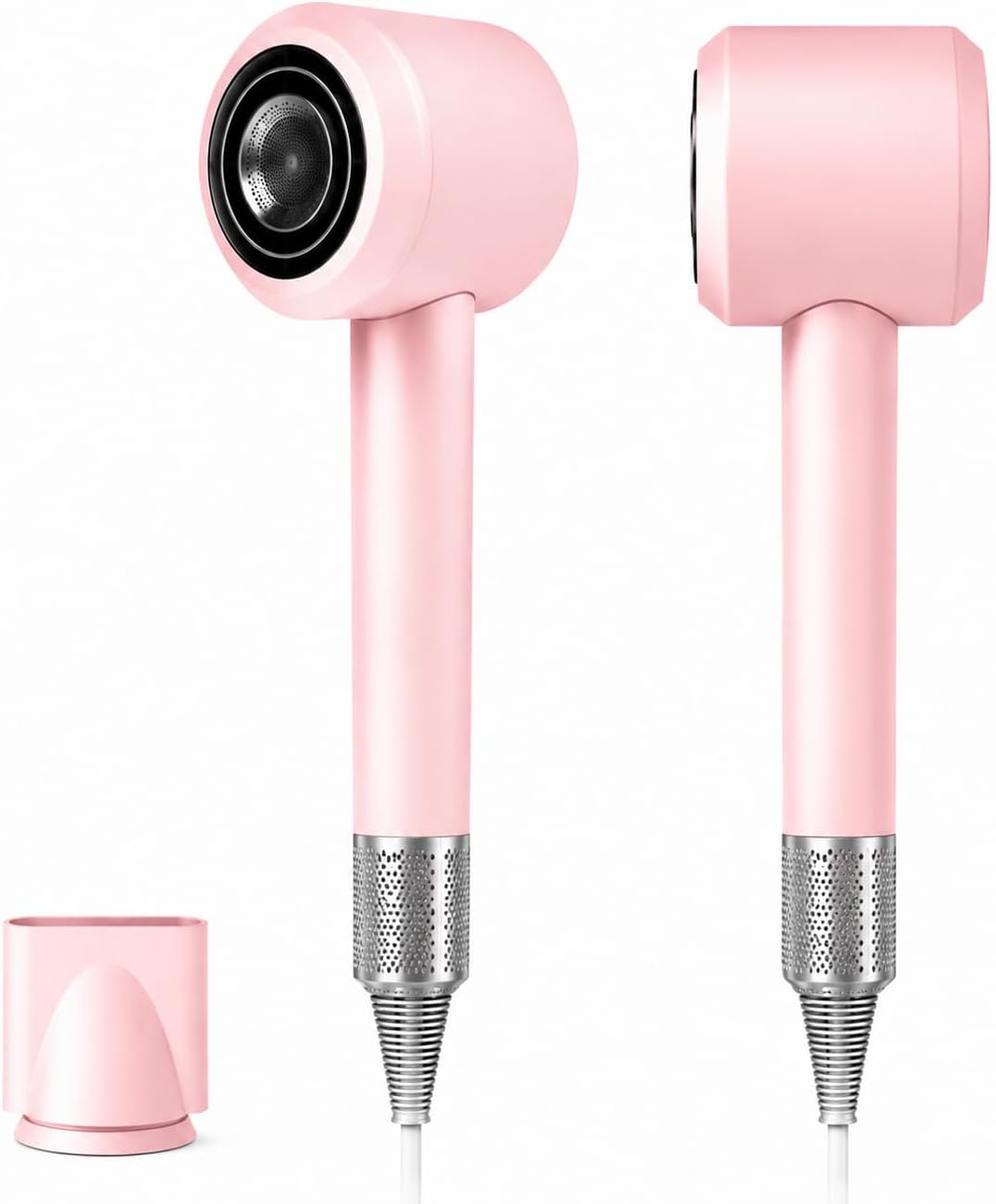 High Speed Hair Dryer with Magnetic Nozzle, Smart Hot & Cold Cycle Ionic Blow Dryer, Low Noise Lightweight Travel Pink Hairdryer, 105K RPM Brushless Motor for Fast Drying