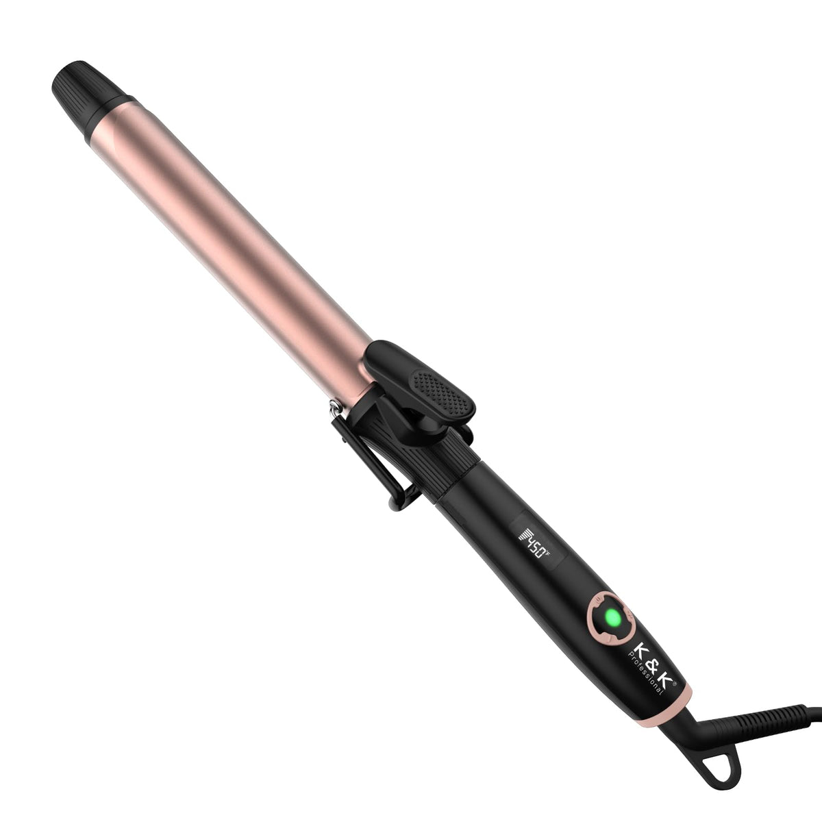 1 Inch Curling Iron with Clipped Tourmaline Ceramic Barrel Professional 1.25 Inch Hair Curler up to 450°F Dual Voltage for Traveling 60 Mins Auto Off Suit for Different (Black, 1 inch)