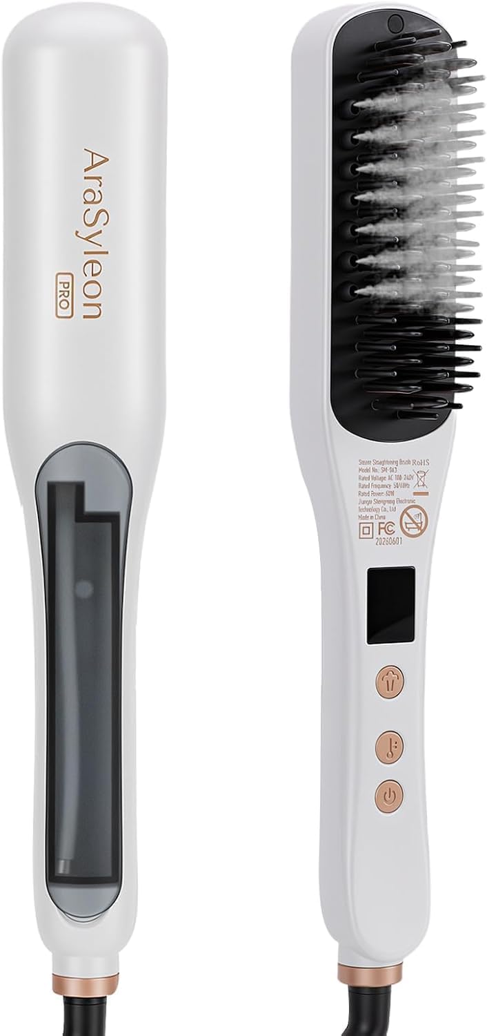 Pro Steam Hair Straightener, Straightening Brush for Coarse Hair