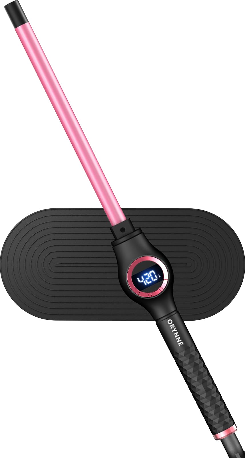 ORYNNE 1 Inch Long Barrel Digital Ceramic Curling Wand with Auto Shut Off and Dual Voltage for All Hair Types - Fast Even Heat Up