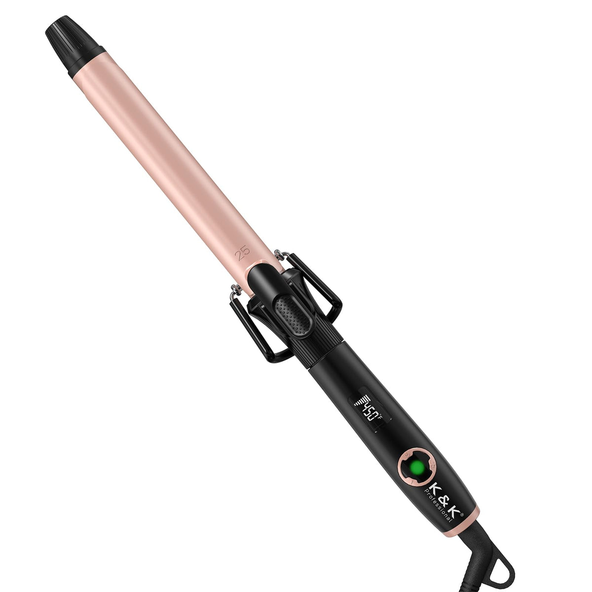 1 Inch Curling Iron with Clipped Tourmaline Ceramic Barrel Professional 1.25 Inch Hair Curler up to 450°F Dual Voltage for Traveling 60 Mins Auto Off Suit for Different (Black, 1 inch)