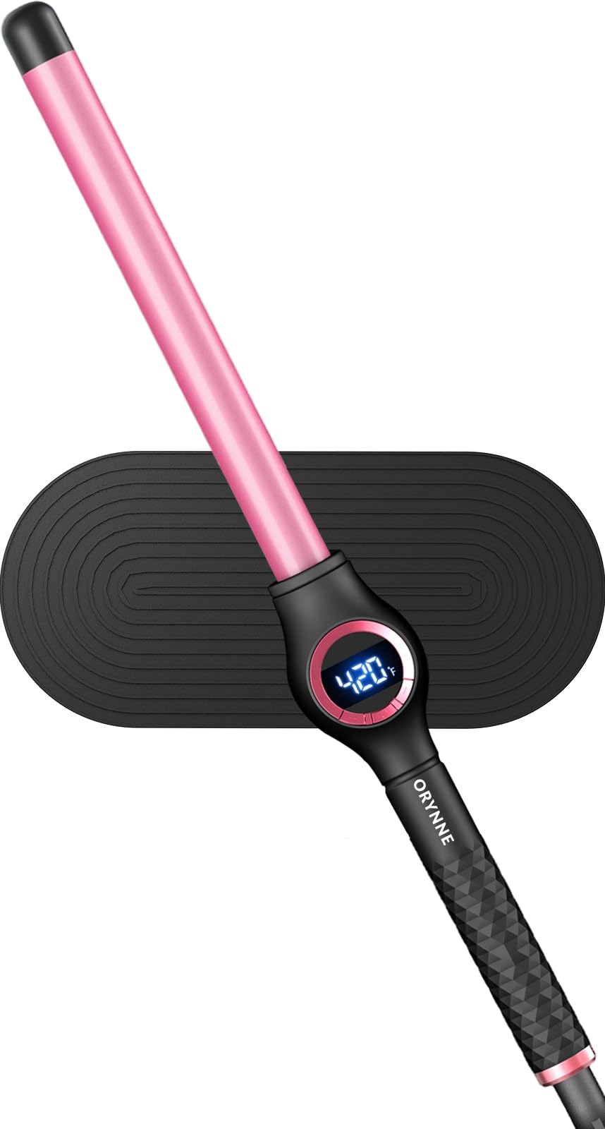 ORYNNE 1 Inch Long Barrel Digital Ceramic Curling Wand with Auto Shut Off and Dual Voltage for All Hair Types - Fast Even Heat Up