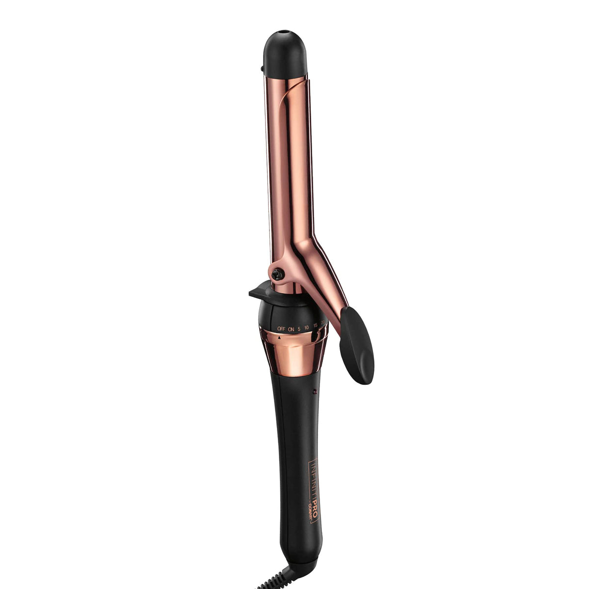 INFINITIPRO BY CONAIR Rose Gold Titanium 1 1/4-Inch Curling Iron, 1 ¼ inch barrel produces loose curls – for use on medium and long hair