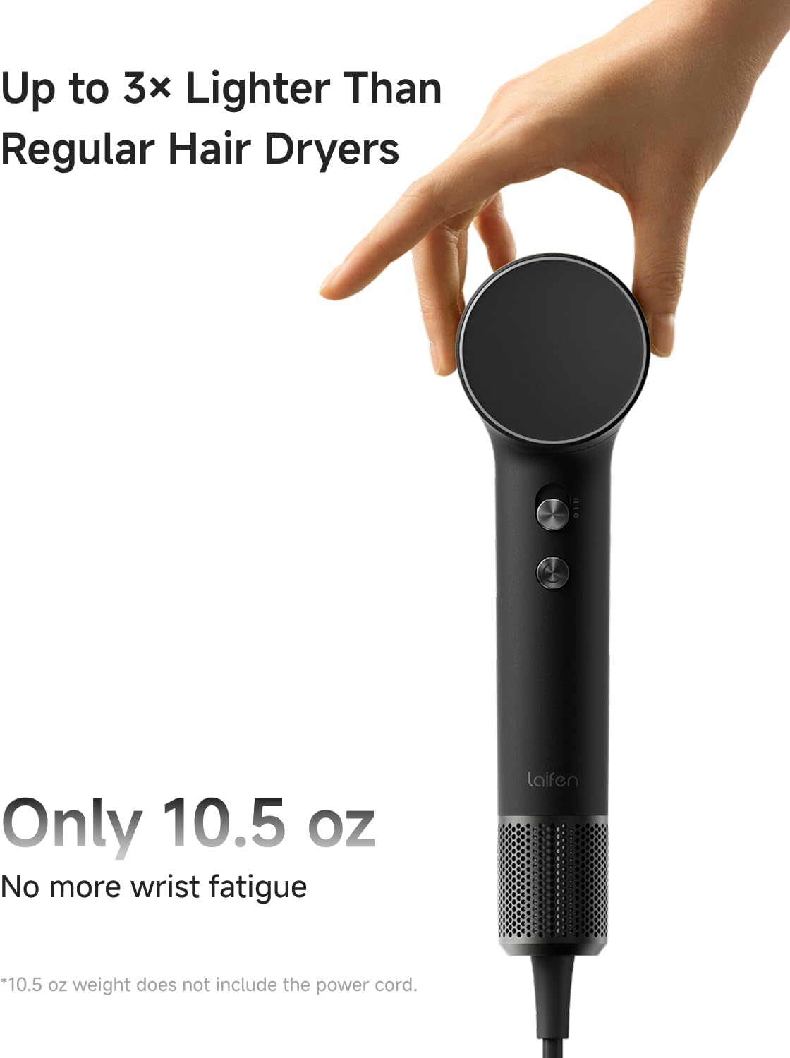 Laifen MINI Hair Dryer, Lightweight and Compact High Speed 200M Ionic Blow Dryer with 110, 000 RPM Powerful Motor for Fast Drying, Low Noise, Hairdryer with Magnetic Nozzle, Child Mode, HD310