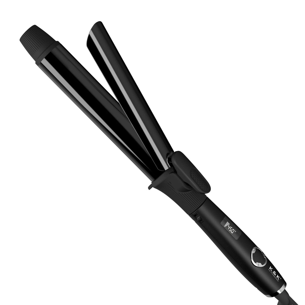 1 Inch Curling Iron with Clipped Tourmaline Ceramic Barrel Professional 1.25 Inch Hair Curler up to 450°F Dual Voltage for Traveling 60 Mins Auto Off Suit for Different (Black, 1 inch)