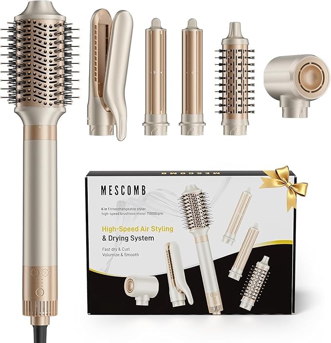 MESCOMB 5 in 1 Hot Air Styler Wrap for Fast Drying, Straightening,Curling