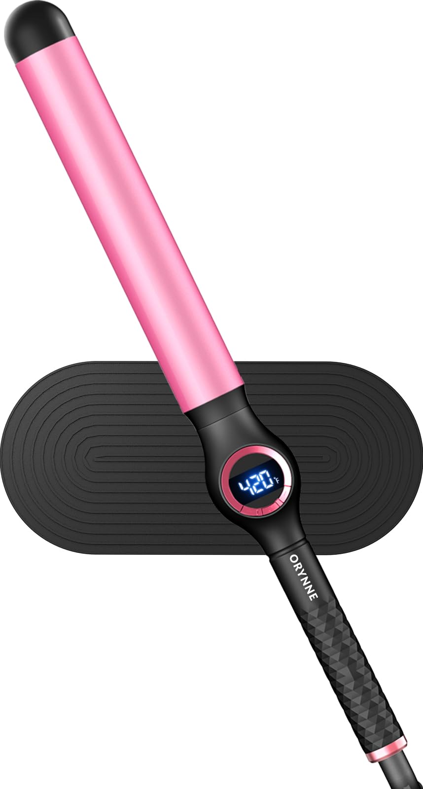 ORYNNE 1 Inch Long Barrel Digital Ceramic Curling Wand with Auto Shut Off and Dual Voltage for All Hair Types - Fast Even Heat Up