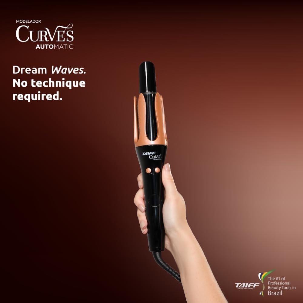 Taiff Automatic Curling Iron | 1¼" Rotating Barrel with Ion Technology | PTC Fast Heating | 3 Heat Settings 340°F–410°F | Dual Voltage Hair Curler for Smooth Frizz Free Long Lasting Curls