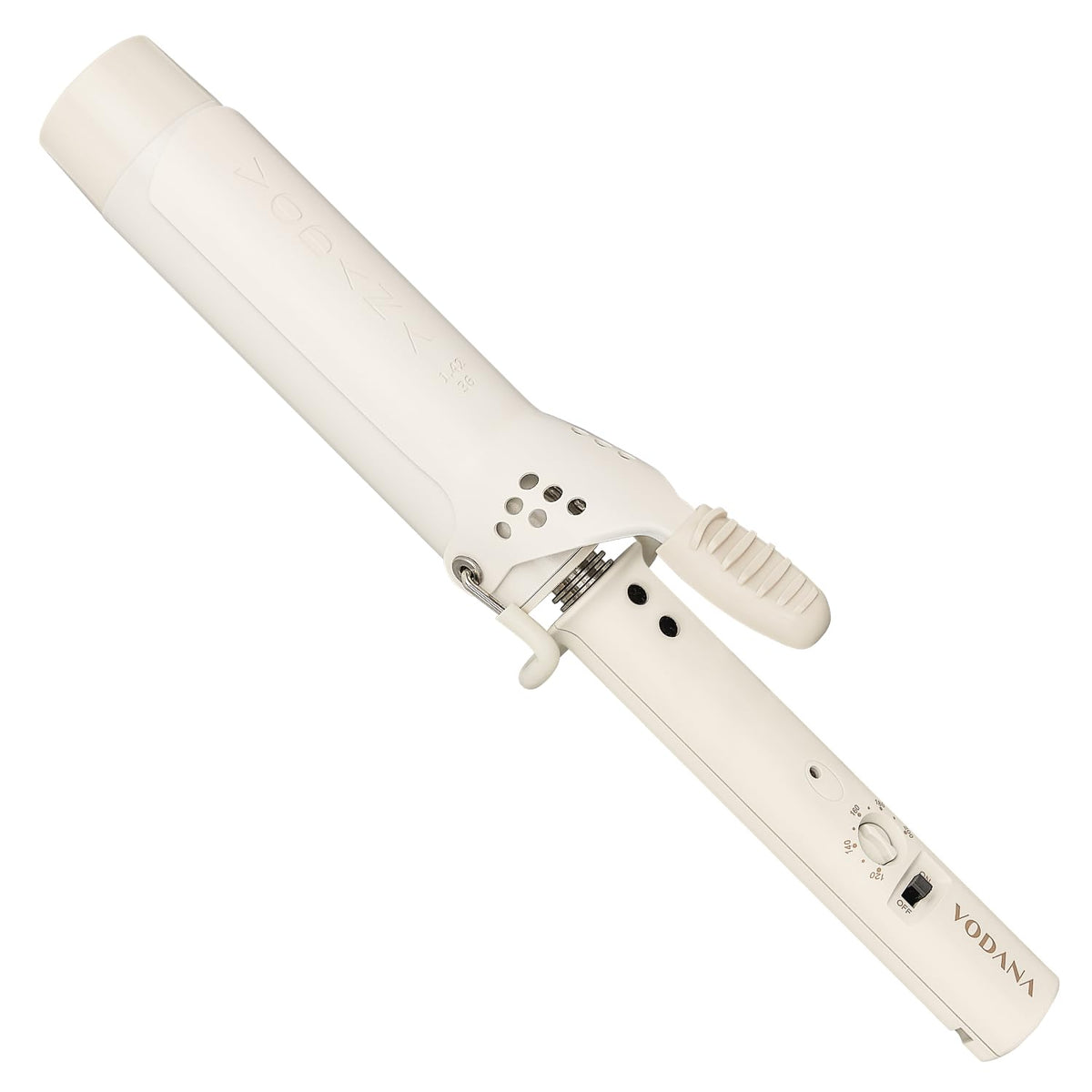 VODANA Professional GlamWave Ceramic Curling Iron, Long-Lasting Natural Curls, Instant Heat, Hair Curler, Curling Wand, Available in USA (1.4 inch, White)