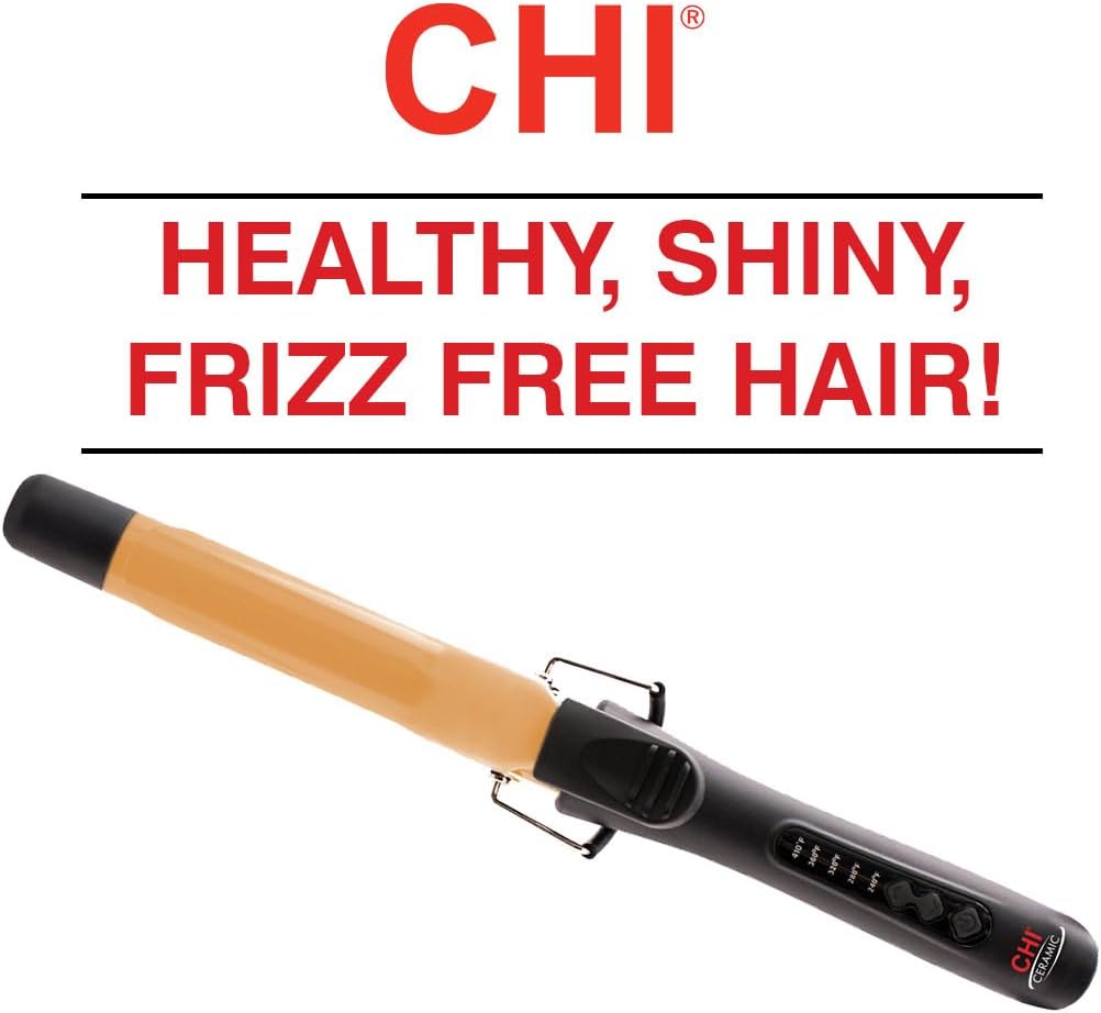 CHI Tourmaline Ceramic Curling Iron with Adjustable Temperature, 1″ Barrel
