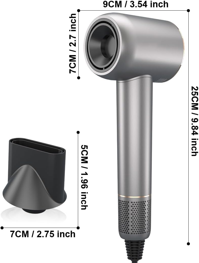 Hair Dryer - 110000 RPM High-Speed Brushless Motor Negative Ionic Blow Dryer for Fast Drying, Low Noise Thermo-Control Hair Dryer with Magnetic Nozzle, Gold Silver