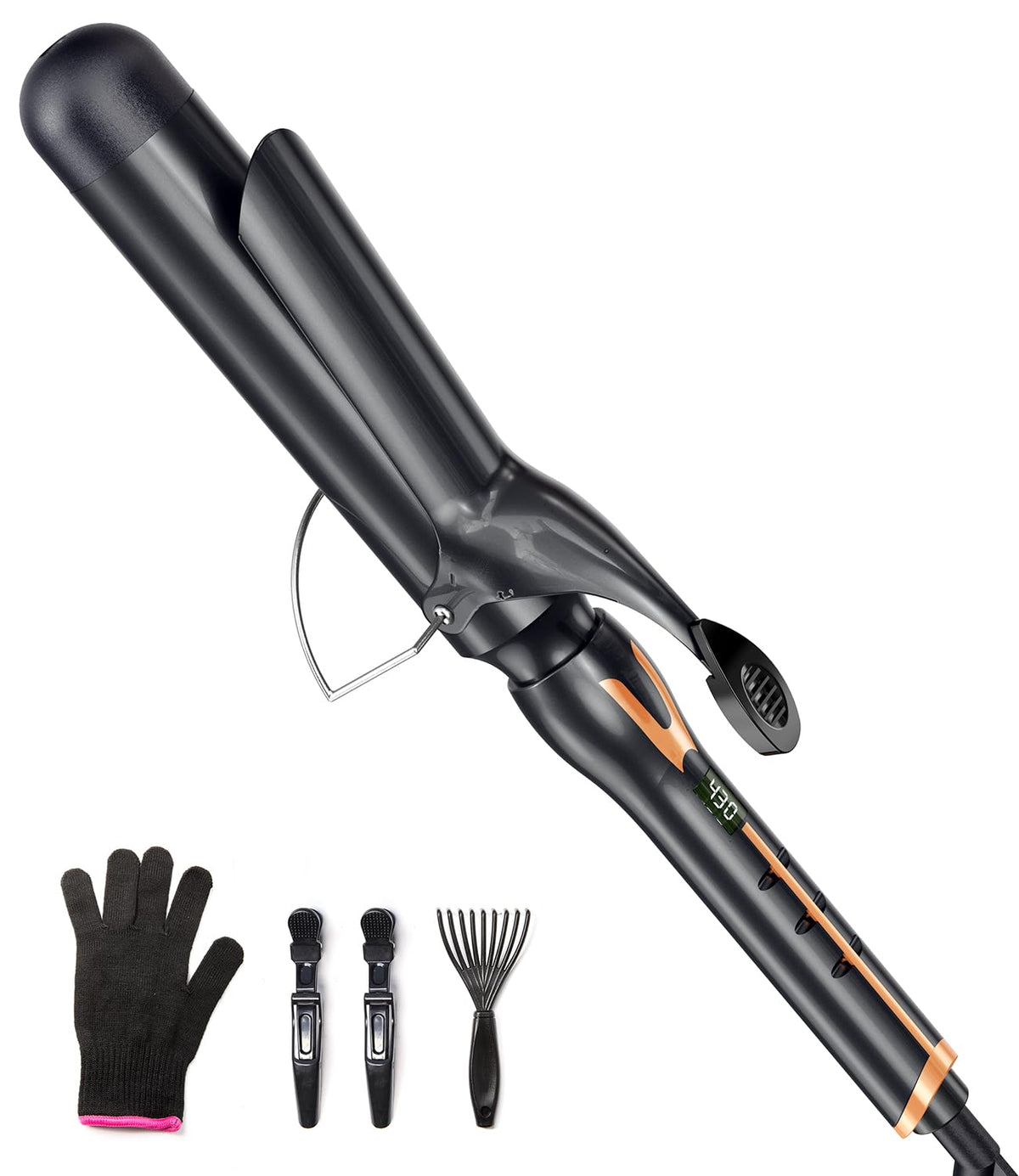 ORYNNE Ceramic Curling Iron, 3/4 Inch Barrel, Digital Temp Control, Fast Heat Up, 7 Adjustable Temperatures, 60 Min Auto Shut Off