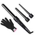 Curling Iron Wand, 3 in 1 Curling Wand Set with Ceramic Barrel for Long/Medium Hair, 0.35"-1.25" Interchangeable Hair Curler Wand, Dual Voltage, Includes Glove & Clips