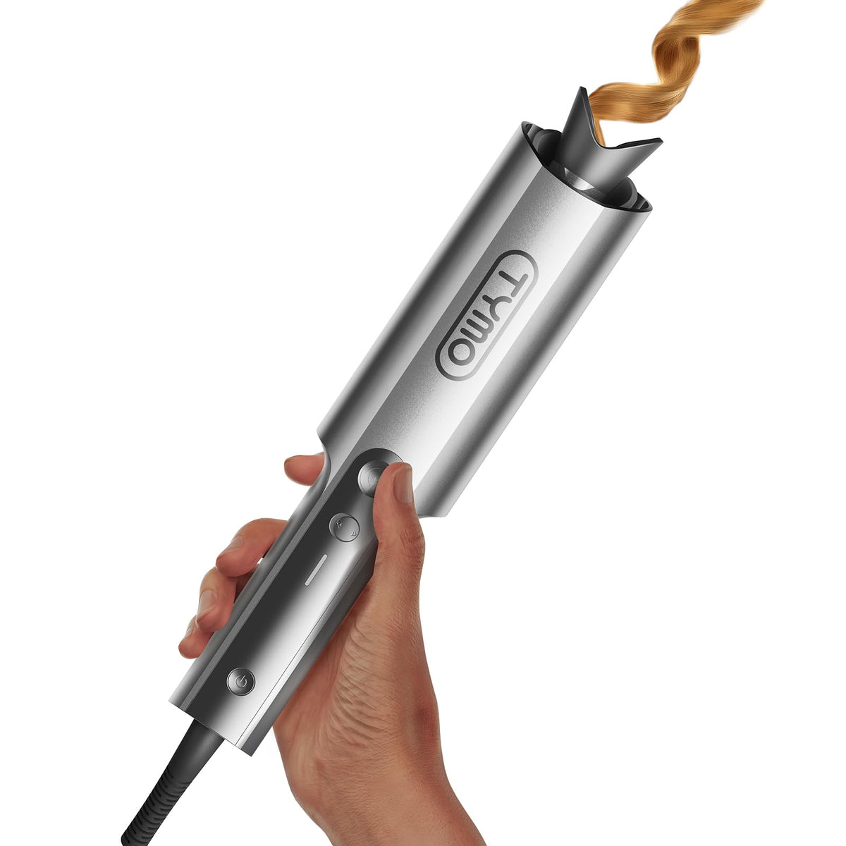 TYMO CurlPro Plus Automatic Rotating Curling Iron - Upgraded Long Barrel Curling Wand for Beach Waves & Long Hair, Ceramic Hair Curler for Women, Anti-Scald, 600M Ionic, Dual Voltage, Gold, 1 Inch