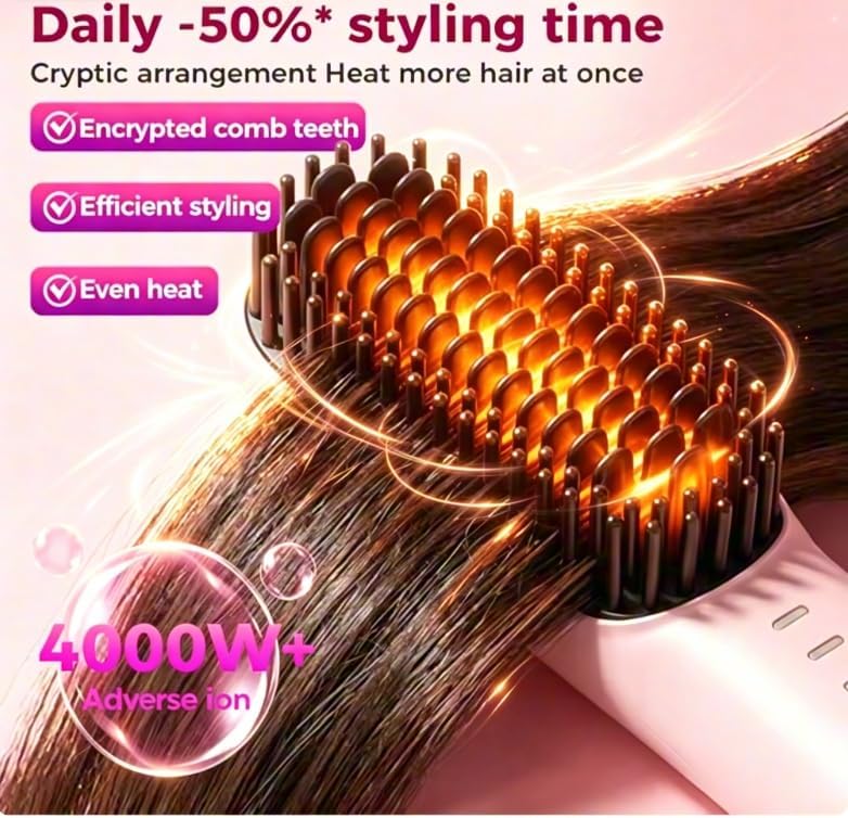 Cordless Hair Straightener Brush 4 Temp Settings Ceramic Coating