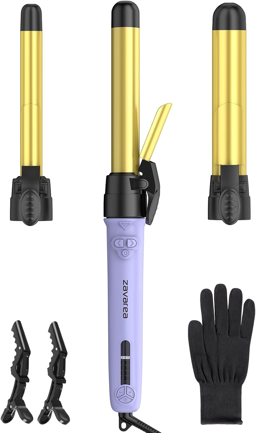 Rotating Automatic Curling Iron Set 3 Ceramic Barrels for Long Hair Waves