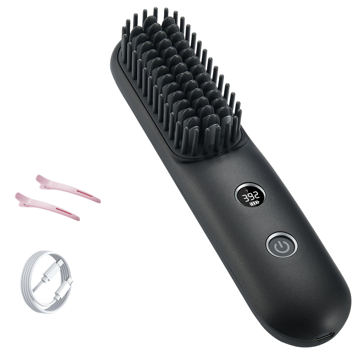 STUDLLY LCD Screen Cordless Hair Straightener & Curler 2 in 1, Black