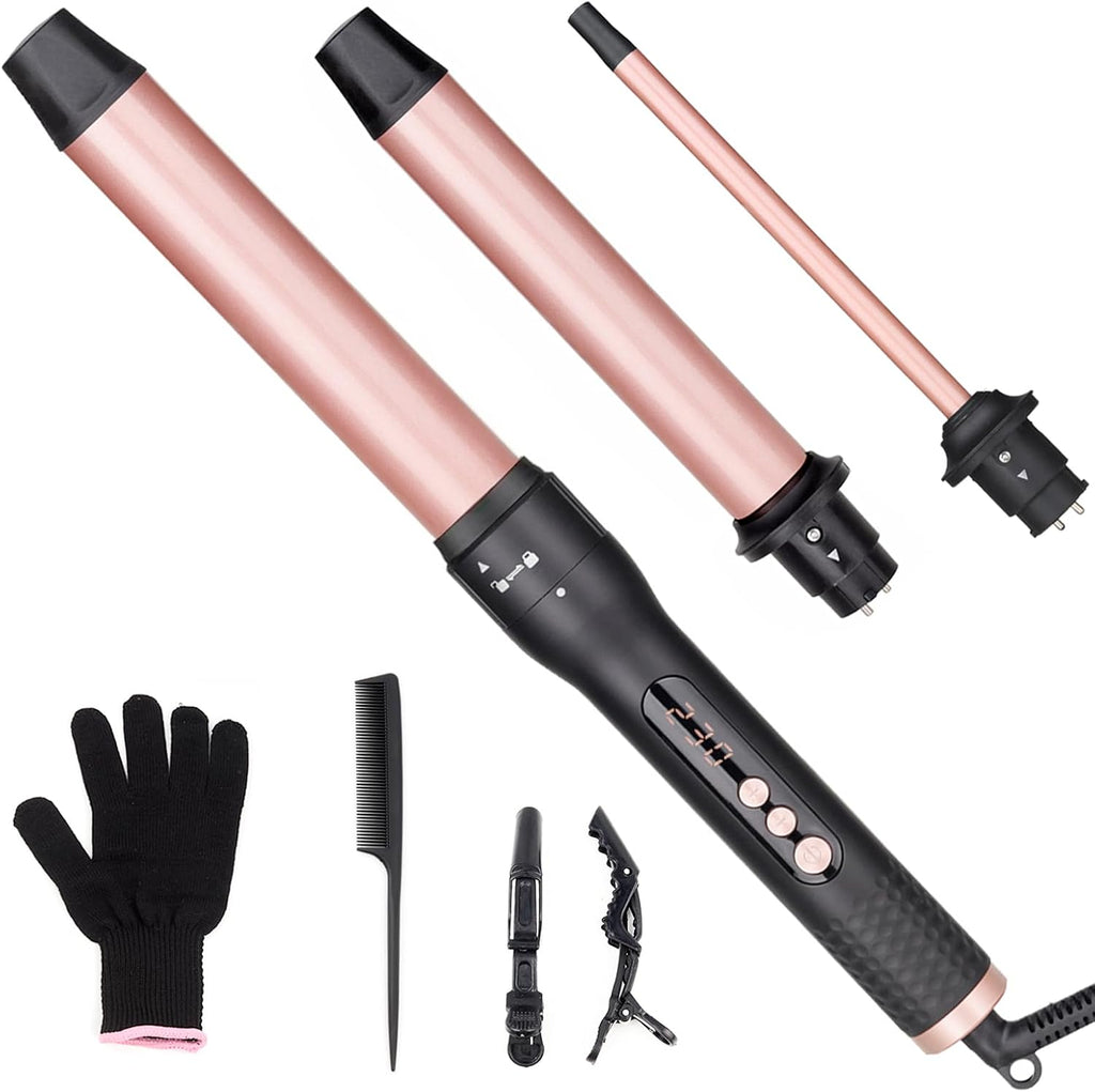 UNOBEY 3 in 1 Curling Iron Set, Hair Curling Wand Set with Ceramic