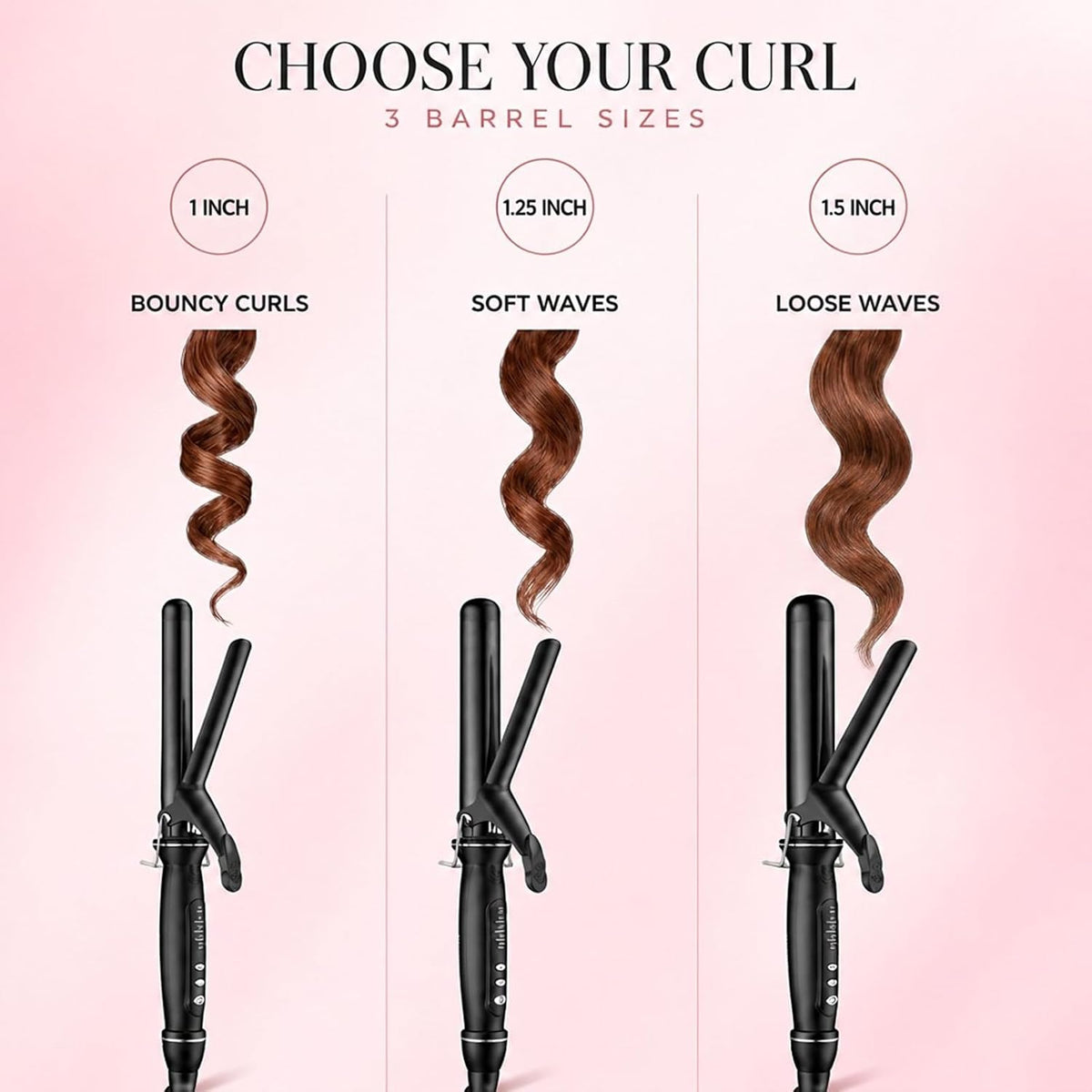 SAOSA 1 1/2 Inch Curling Iron, Tourmaline Ceramic Extra Long Barrel Curling Iron 1.5 Inch with Auto Shut-Off, Dual Voltage 110-240V Hair Curler Suitable for Travel, Including Glove