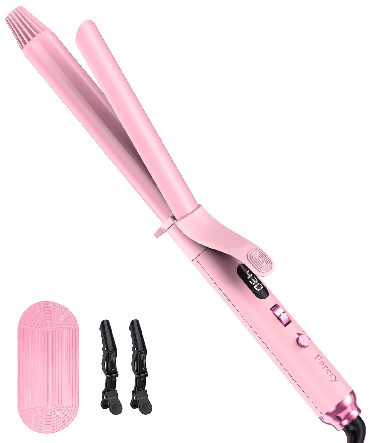 Farery Long Barrel Curling Iron 1 Inch, Ceramic Curling Iron for Thin Hair, Infused Argan Oil & Keratin, Long Lasting Styling, 11 Adjustable Temp, Include Clips & Silicone Pad