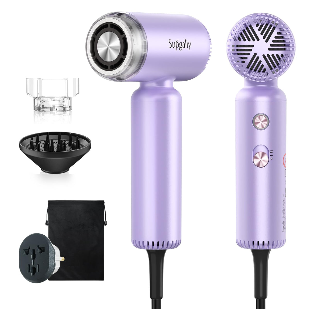Dual Voltage Travel Hair Dryer, Mini High-Speed Blow Dryer for Fast Drying, Ionic Hairdryer with Diffuser Gift Women, Lightweight Compact Portable,Quiet,European International 100-240V,Black