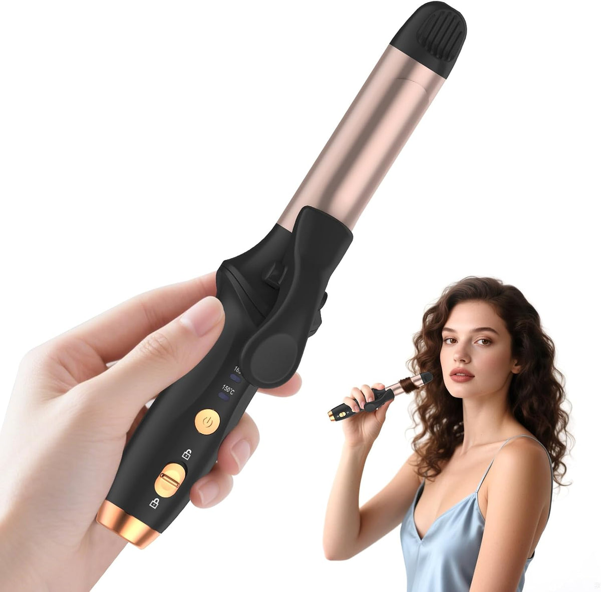 Cordless Curling Iron Mini Hair Curler 4000 mAh USB Rechargeable Portable Hair Curler with 200 Million Negative Ion