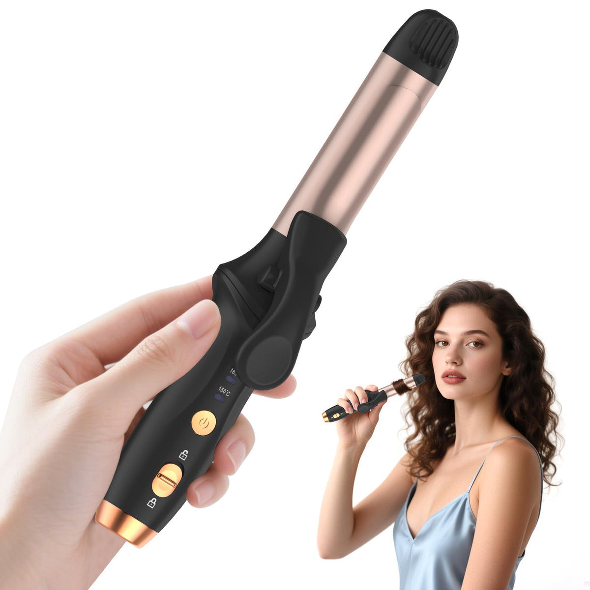 Cordless Curling Iron Mini Hair Curler 4000 mAh USB Rechargeable Portable Hair Curler with 200 Million Negative Ion