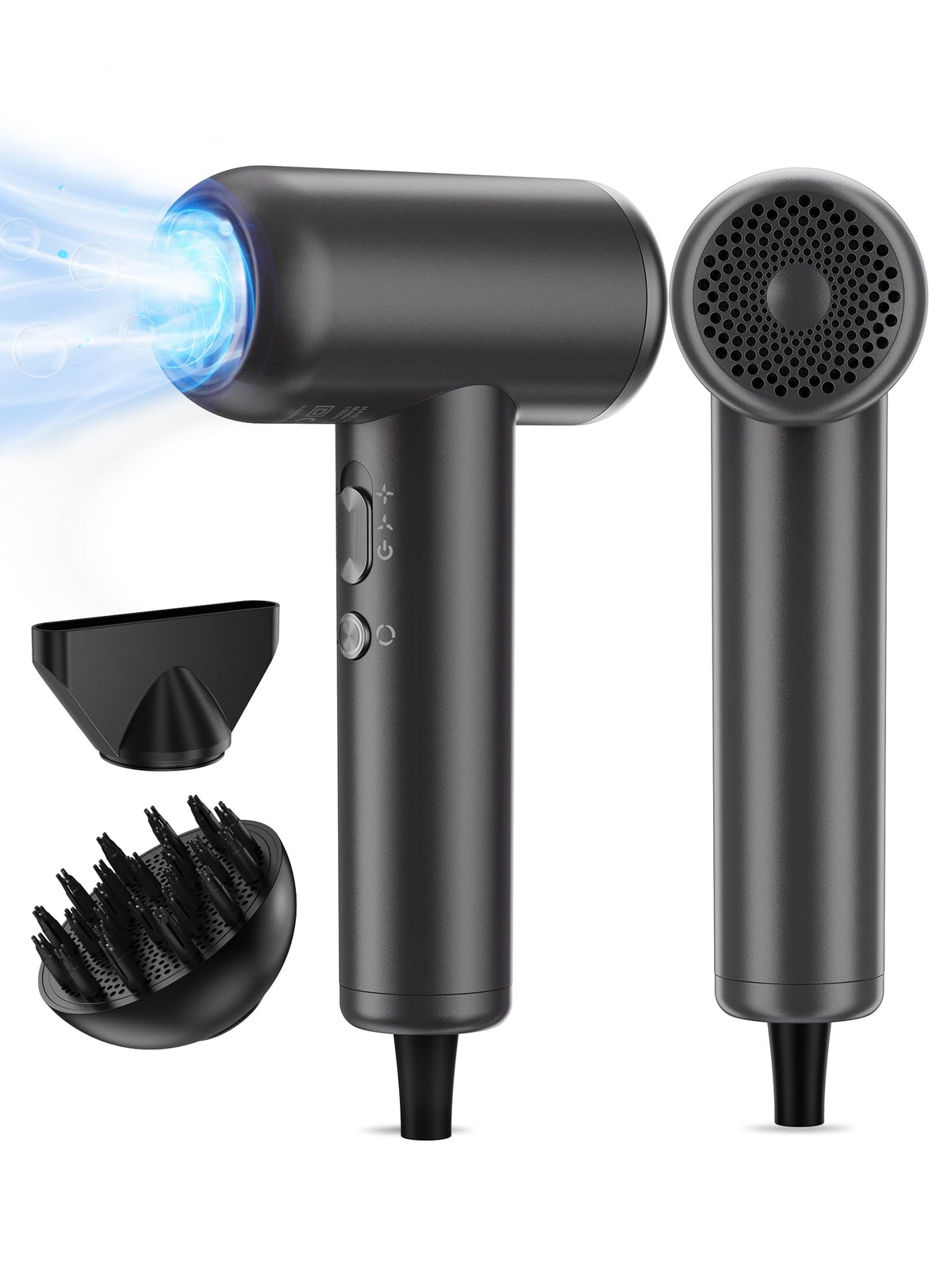 Hair Dryer,160000 RPM Professional HighSpeed lonic Blow Dryer for Fast Drying 500 Million Negative lons Blow Dryer with Diffuser for All Hair Types Lightweight for Home and Travel (Silver Brown)