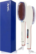 Areti Japan Ionic Hair Straightener Brush, Fast Heating 320°F-450°F, Ceramic Coating & Scalp-Protecting Silicone-Tipped Pins, Travel Dual Voltage, White (i2620WH)