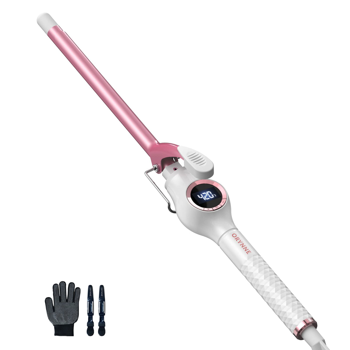 ORYNNE Ceramic Curling Iron, 3/4 Inch Barrel, Digital Temp Control, Fast Heat Up, 7 Adjustable Temperatures, 60 Min Auto Shut Off