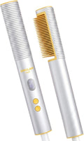 SHEGLAM Hair Straightener Brush, Hair Straightener with 24K Gold Comb, 3D Ionic Hot Comb Straightener, Anti-Scald Design, Auto-Off, Frizz Control, Sleek & Smooth Styling