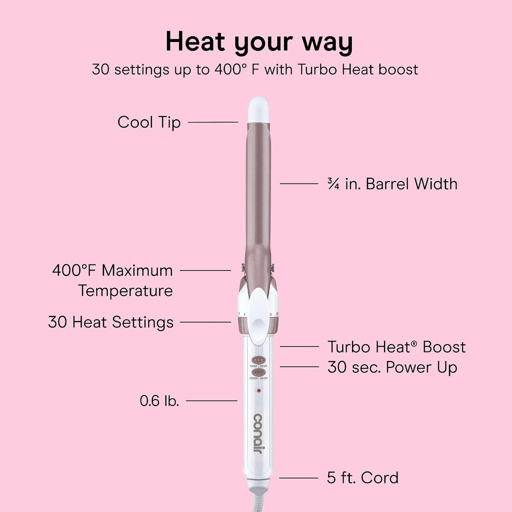 Conair Curling Iron, Double Ceramic, 3/4-in. Width, White/Rose Gold