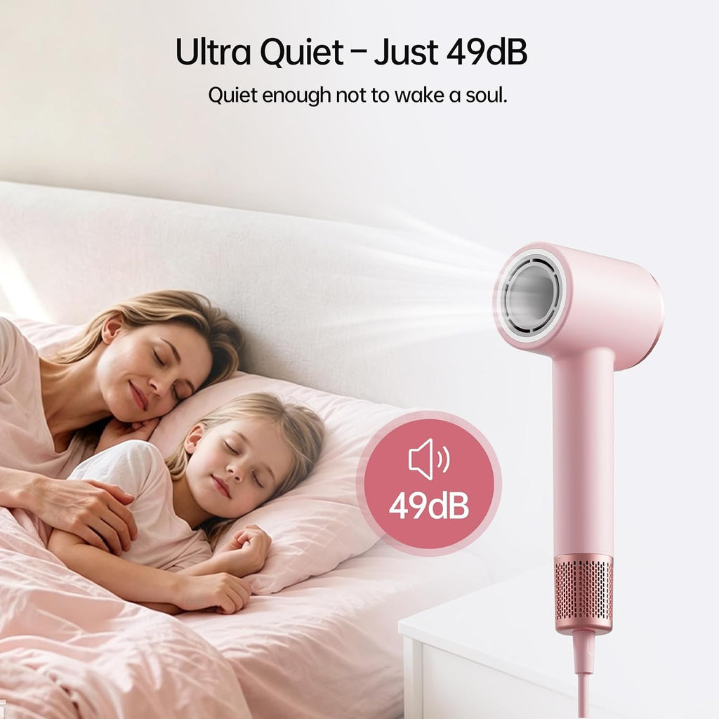 BOWEI High Speed Hair Dryer, 160,000 RPM, Ionic, Magnetic Wall Mount, Pink