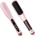 Steam Hair Straightener Brush, 3-in-1 Pro Hair Straightening Brush for Women and Coily Hair, Anti-Frizz and Hair Nourishment with Less Damage, Travel Dual Voltage | Straightener Brush