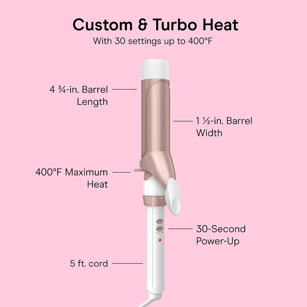 Conair Curling Iron, Double Ceramic, 1 1/2" Barrel, White/Rose Gold