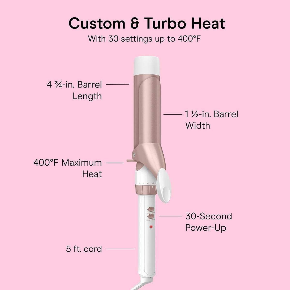 Conair Curling Iron, Double Ceramic, 1 1/2" Barrel, White/Rose Gold