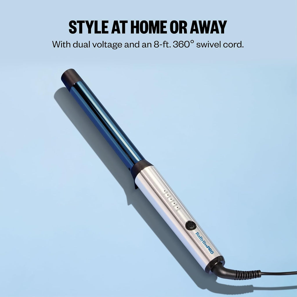 BabylissPRO Nano Titanium Professional Curling Wand For All Hair Types, Reaches 430 Degrees For Long Lasting Curls