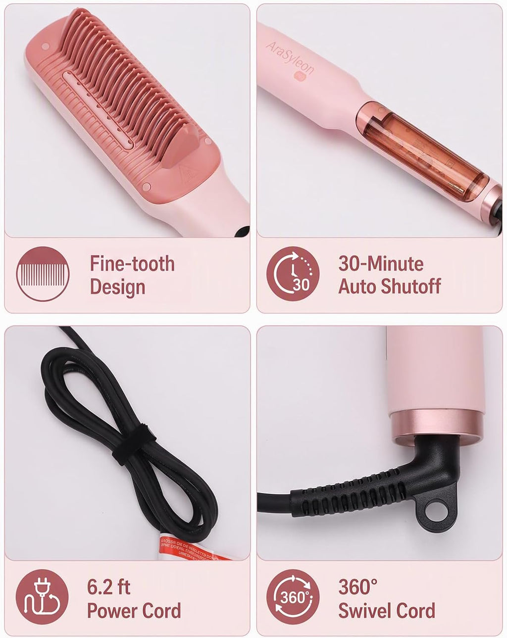 Steam Hair Straightener Brush, Straightening Comb for Coarse Hair