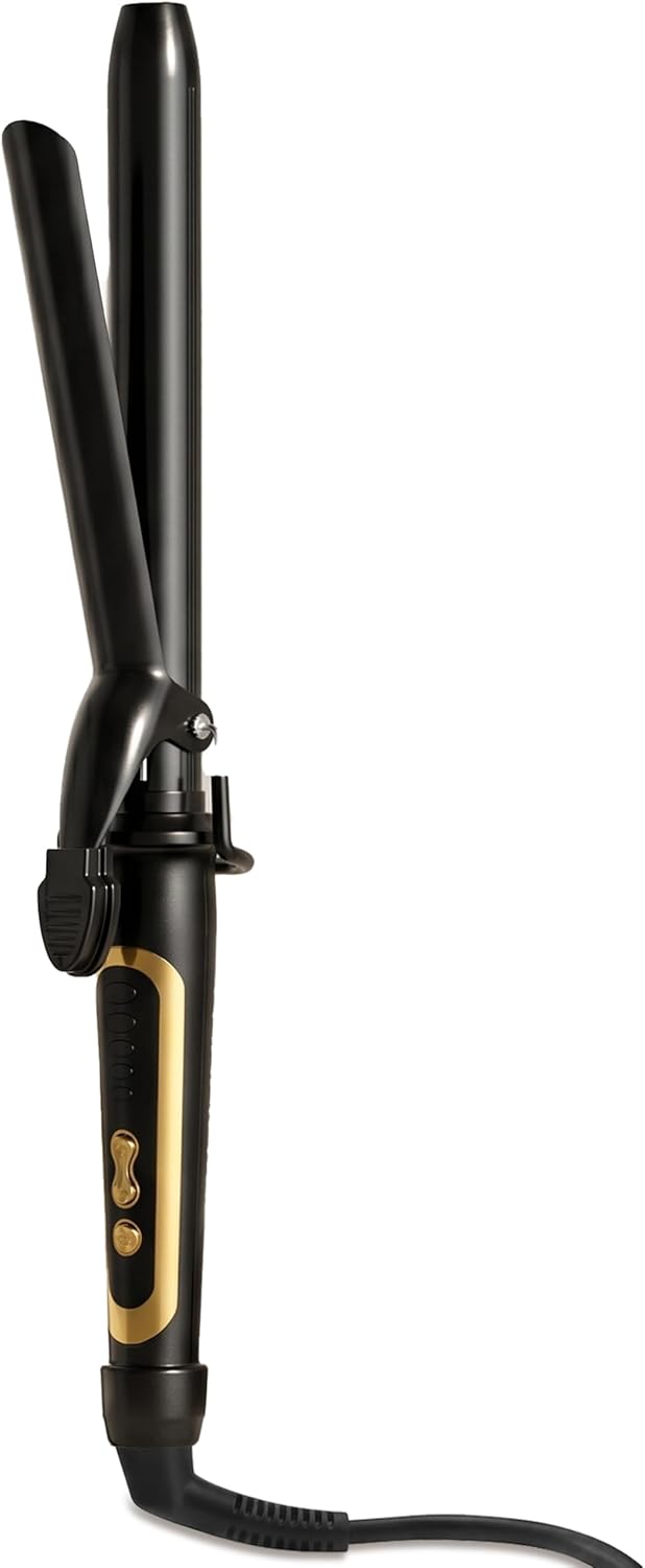Lanvier 1 Inch Extra Long Hair Curling Iron with Ceramic Tourmaline Barrel, Professional Hair Curler up to 450°F with Dual Voltage for Worldwild Use, Hair Waving Style Tool for Girls&Women–Black