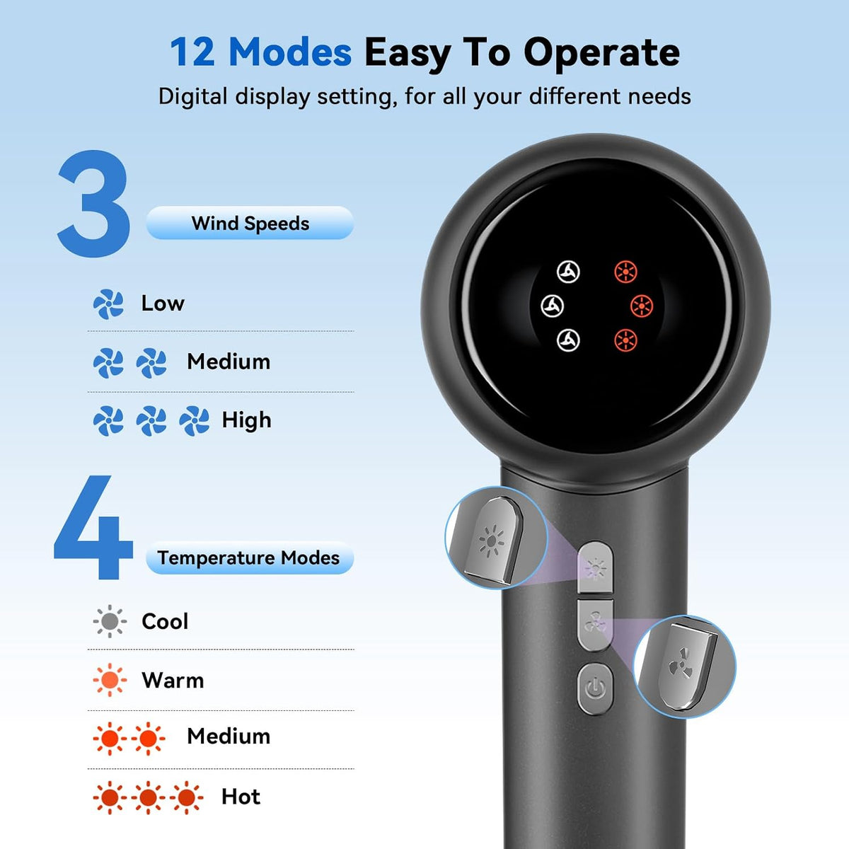 Professional Ionic Hair Dryer 160000RPM – High-Speed Brushless Blow Dryer with Smoothing Brush & Diffuser, Negative Ion Hair Care, Fast Drying, Thermo-Control, Low Noise, Lightweight, Portable, Black