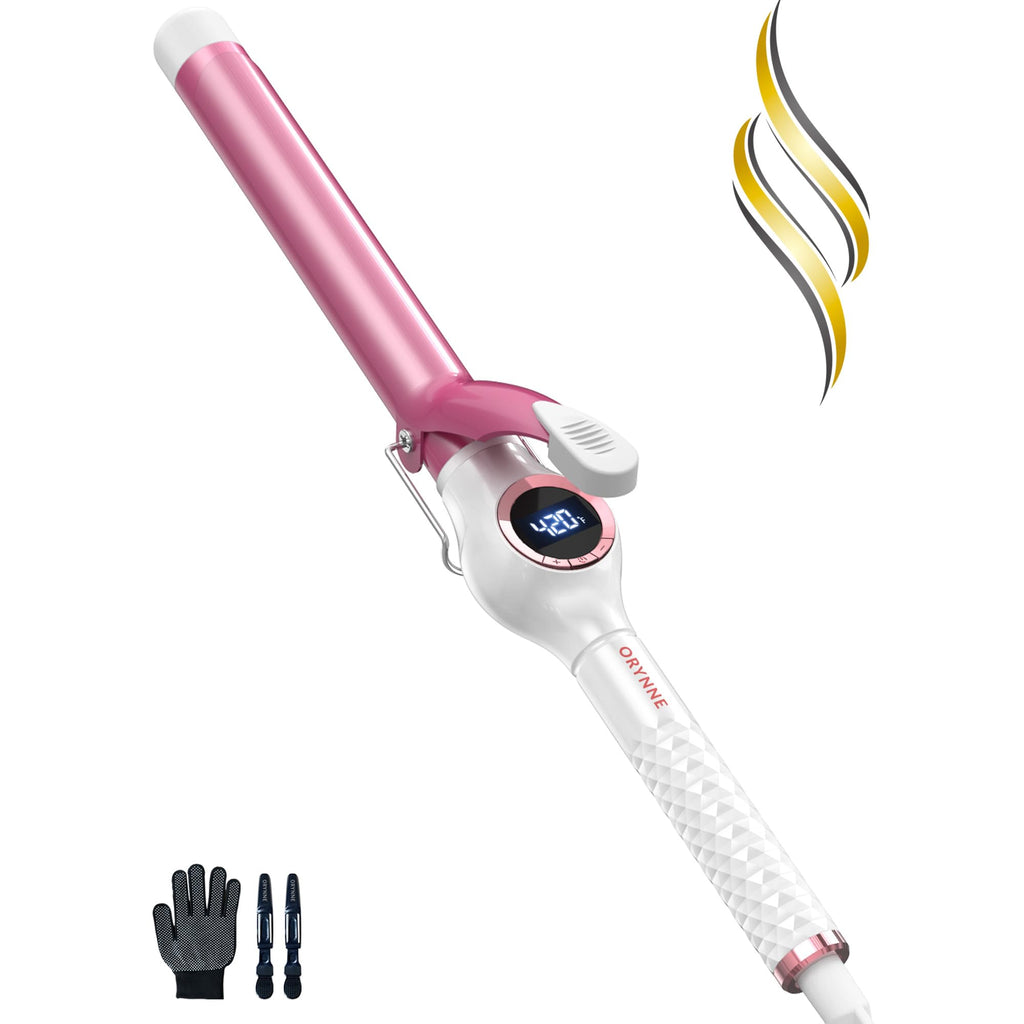 ORYNNE Ceramic Curling Iron, 3/4 Inch Barrel, Digital Temp Control, Fast Heat Up, 7 Adjustable Temperatures, 60 Min Auto Shut Off