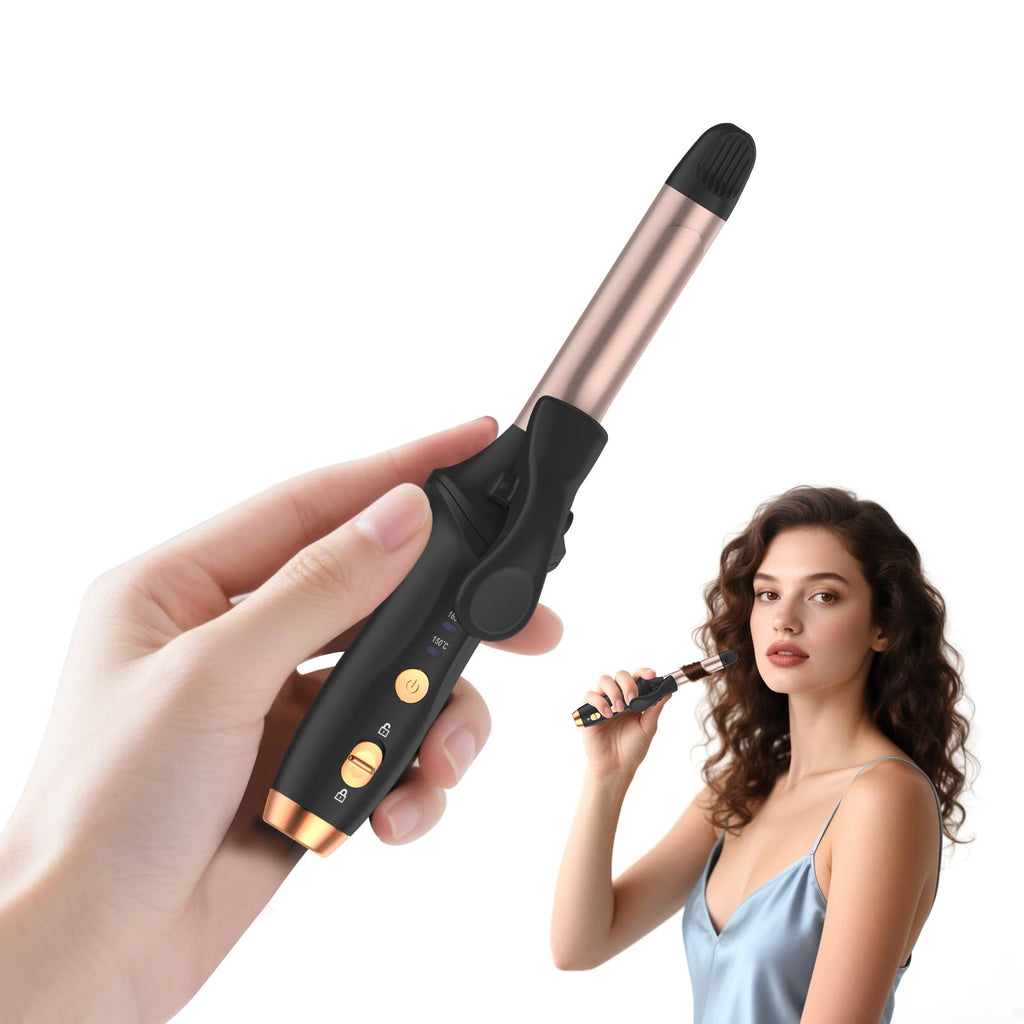 Cordless Curling Iron Mini Hair Curler 4000 mAh USB Rechargeable Portable Hair Curler with 200 Million Negative Ion