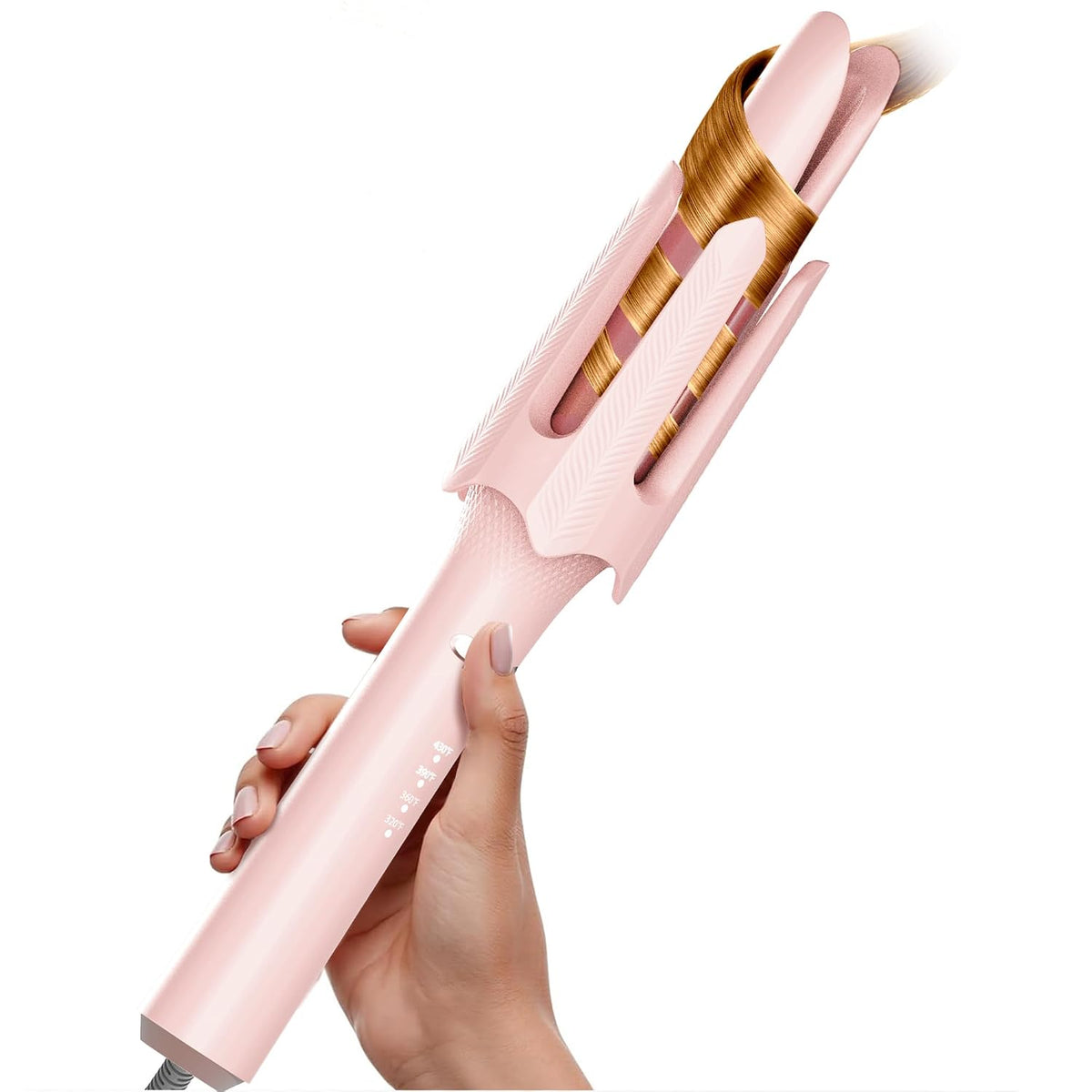 BILITOK Auto Curling Iron with 4 Temps, 3 Timers & Shut-Off (Pink)